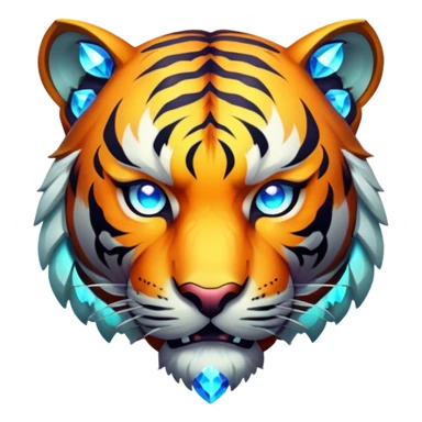 tiger face in Path of Exile 2 style with dark fantasy elements and gem powers for Twitch emote sticker
