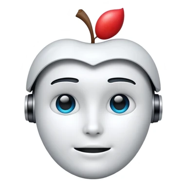 simple face with digital or robotic features, AI emoji, apple style sticker