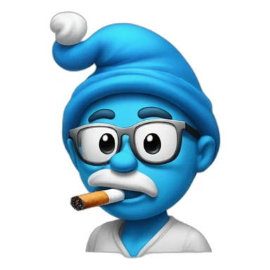 unhealthy looking smurf with ciggy sticker