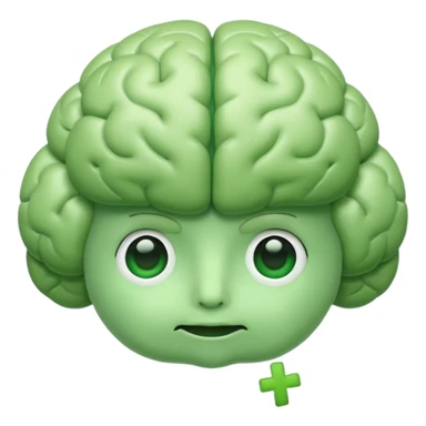 green brain with green plus on it sticker
