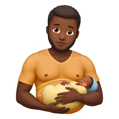 A shirtless pregnant burly black man breastfeeding his baby sticker