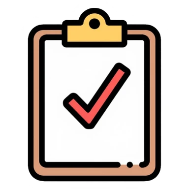 clipboard with checkmark, job finished, completed task sticker