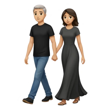 
Iranians fleeing war, full length, in profile, man and woman sticker