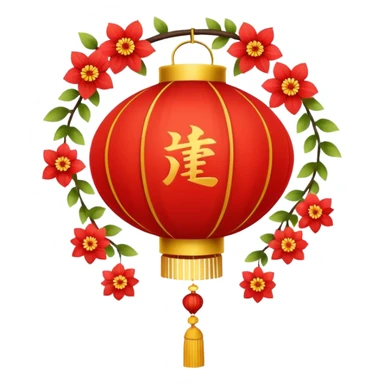 cute chinese red lantern with flowers sticker