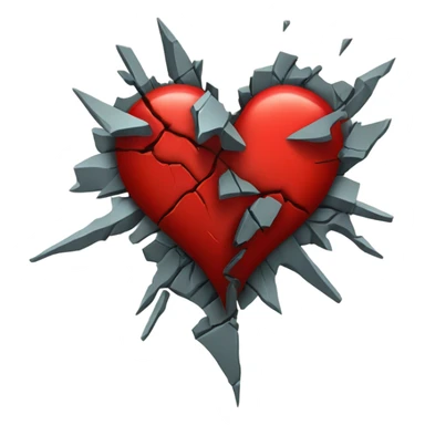 Red heart that is shattered in pieces  sticker