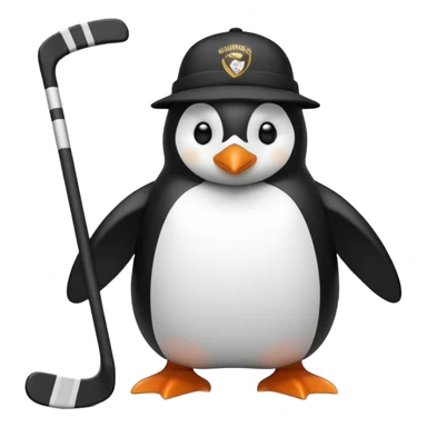 penguin playing hockey wearing Guinness  sticker
