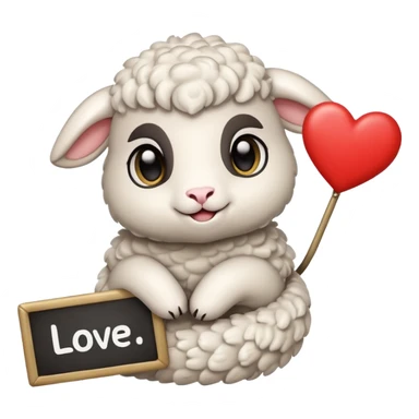 Little lamb holding up a sign that says “I love my snake” sticker
