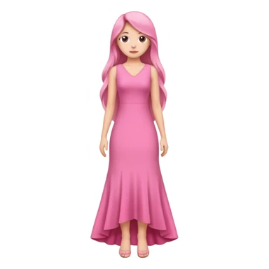woman long hair pink dress full body sticker