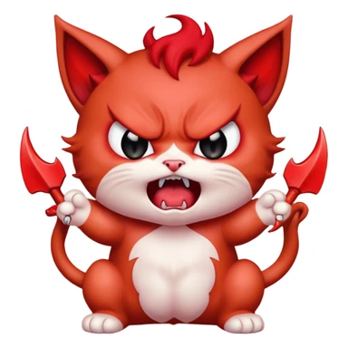  angry rage screaming loudly cryjng emoticon kawaii kitten devil very angry sticker