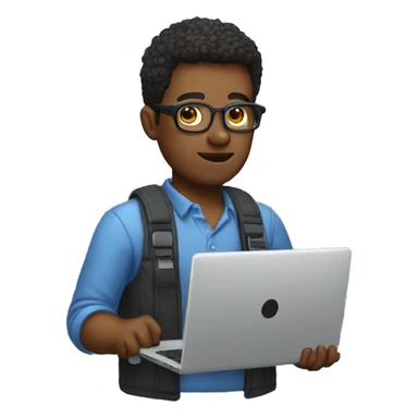 programmer with his laptop in his hands but not use glasses sticker