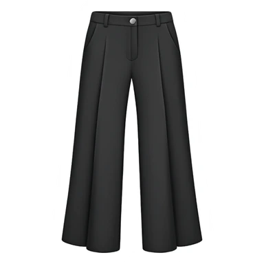 only black wide leg pants, flat product photography, plain garment item isolated on white, no human elements, no limbs, just the pants sticker
