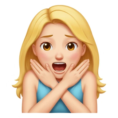 Girl with hands crossed choking herself screaming laughing crying sticker