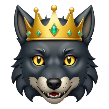 Black Scary Wolf with Gold Crown sticker