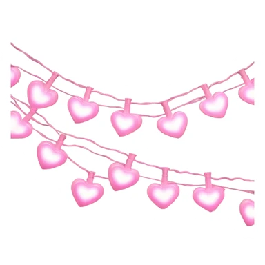 Realistic isolated pink heart shaped christmas string lights sticker