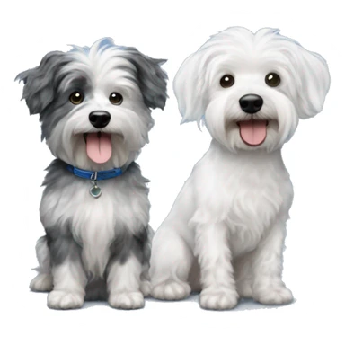 2 Dogs Side by side - a West Highland White Terrier and a Blue Merle Miniature Poodle Mix sticker