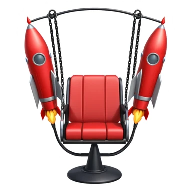 a swing with large rockets attached to the sides of the seat, as if ready to launch the person off sticker