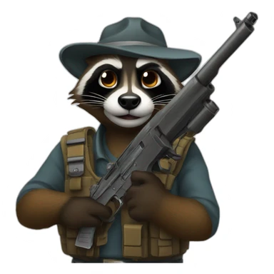 Raccooon-with-a-gun sticker