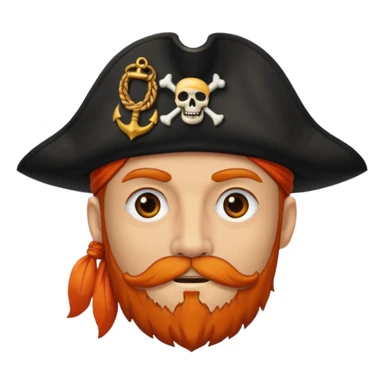 Pirata con un parche grande y negro sobre el ojo y con barba anaranjado sticker