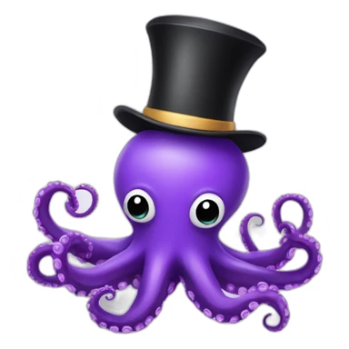 purple octopus with a magician hat sticker