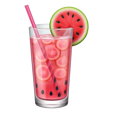 pink lemonade in glass with slice of watermelon on rim sticker