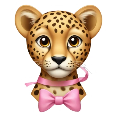 cheetah with a small pink bow sticker