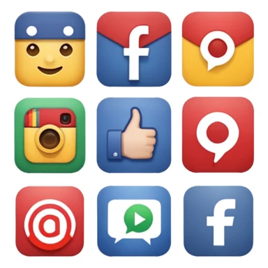 Socail media sauare emoji style icons 
Creat the quadrant with the logos of F.B, X, Trustpilot, Instagram, Youtube, Linkedineach icon is ther only ones, asme size, only icons of the social media that I mentioned only 6 icons sticker
