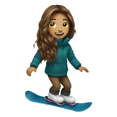 Long brown hair girl snowboarding sticker