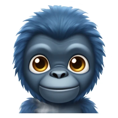 Create an emoji of a cute stuffed gorilla that has dark blue fur and light blue skin sticker