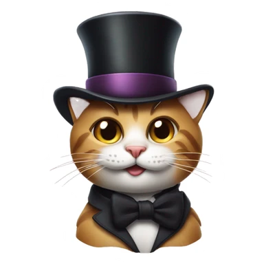 Smirking cat with top hat sticker