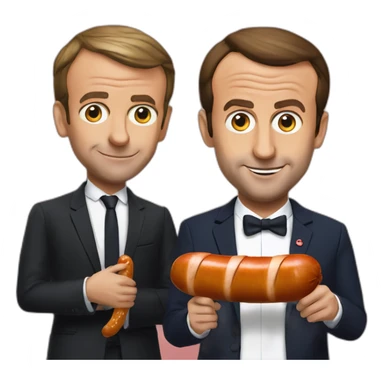 emmanuel macron and a saussage sticker