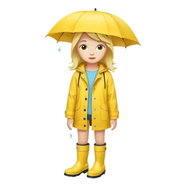 Girl in a yellow raincoat and rain boots  sticker