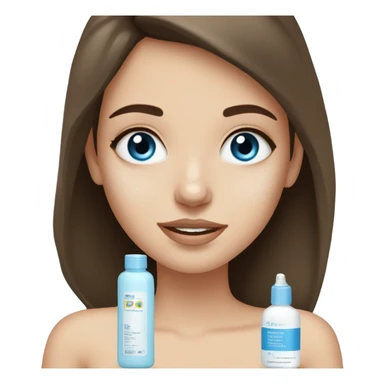 white freackles skin of a brunett blue eyed girl using skin care products  sticker