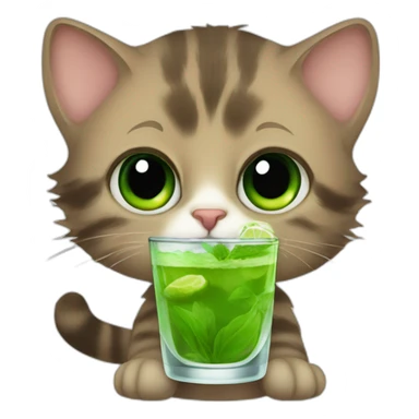 baby sherlock holmes cat drinking mojito sticker