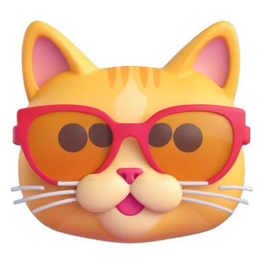 cat wearing sunglasses, 3D emoji style sticker