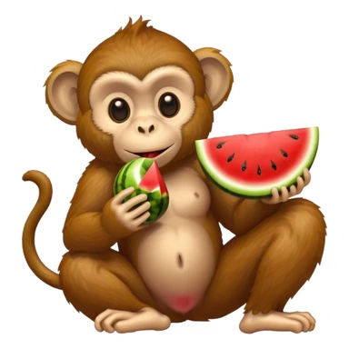 Monkey eating Watermelon and fried chicken sticker
