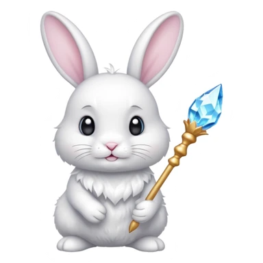 White bunny with wand and cristals sticker