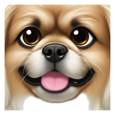 Brown and white Pekingese with black around his eyes sticker