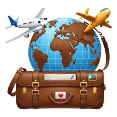 TRAVEL , travel bag , pass board, plane, glob sticker
