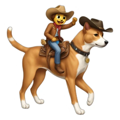 cat riding a dog with a cowboy hat sticker