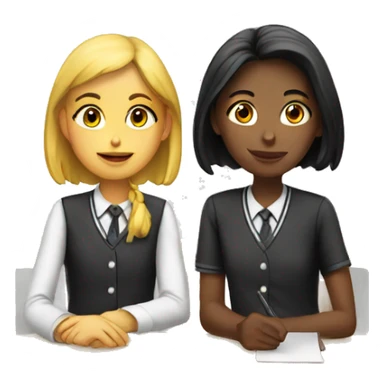 Two schoolgirl at the table sticker