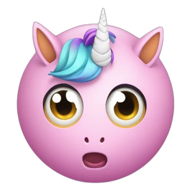 3d sphere with a cartoon unicorn skin texture with big courageous eyes sticker