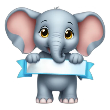 Animated baby elephant holding a sign with the words "#1 Fan" on it sticker