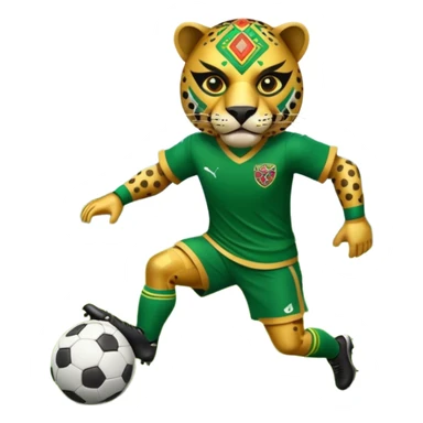 jaguar mexicano con vestimenta azteca que juega futbol sticker