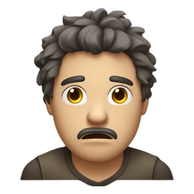 A man that is very angry and sad. His hands are between his hairs and want to pull his hairs sticker