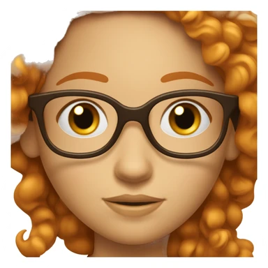 une fille aux cheveux roux long et bouclé et des lunettes sticker
