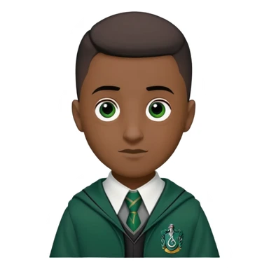 louis cordice is Blaise Zabini in harry potter, wear hogwarts slytherin uniform, Classic Buzz Cut hair, long face,thin, black skin sticker