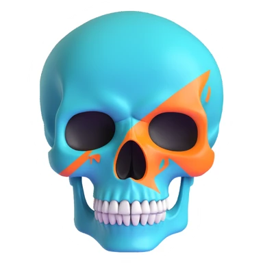 teal and orange skull sticker