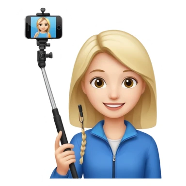 girl with phone selfie stick sticker