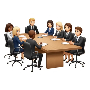 a group of coworkers in meeting room in long rectangular table sticker