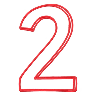 Minimalistic number 2 drawn with a pencil, one color, Pantone 186 sticker